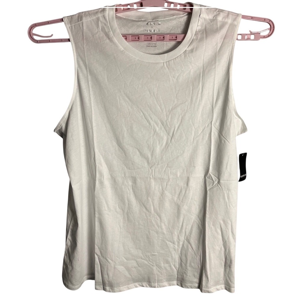 NWT Torrid Vintage Cotton‎ Jersey High Neck Tank Bright White 1X